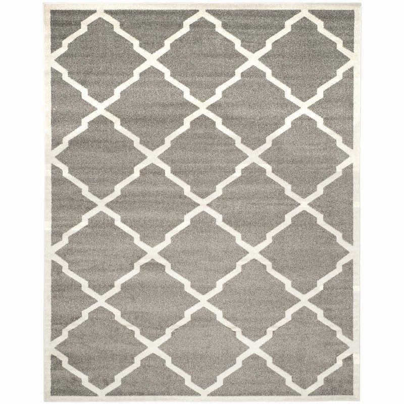 Gray and Beige Moroccan Trellis Outdoor Area Rug