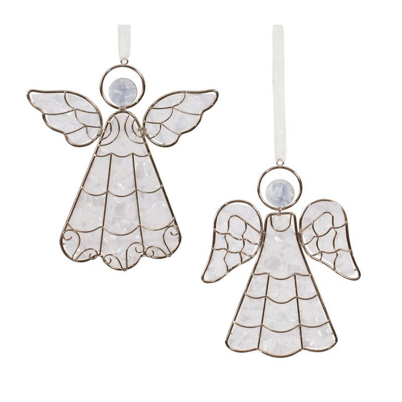 Gold and White Metal Angel Ornaments Set of 6