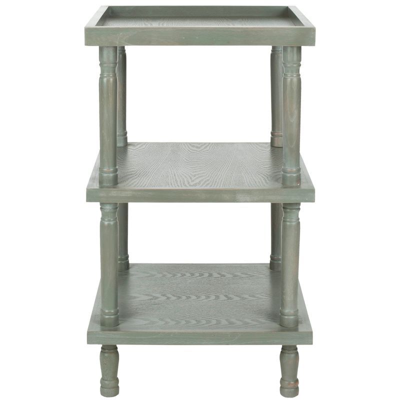 Gray Transitional Square Wood 3-Tier Side Table