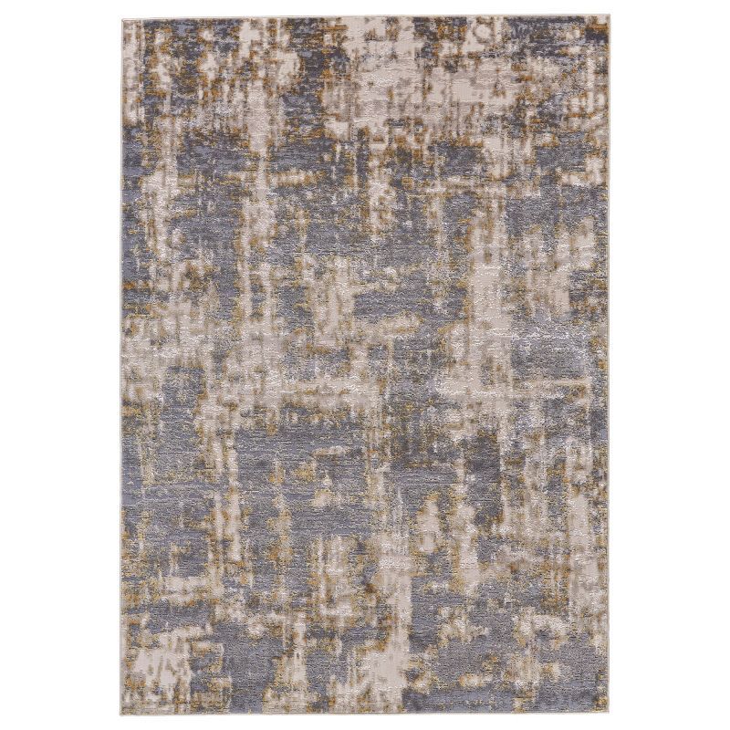 Waldor Modern Abstract Gray and Gold 5' x 8' Area Rug