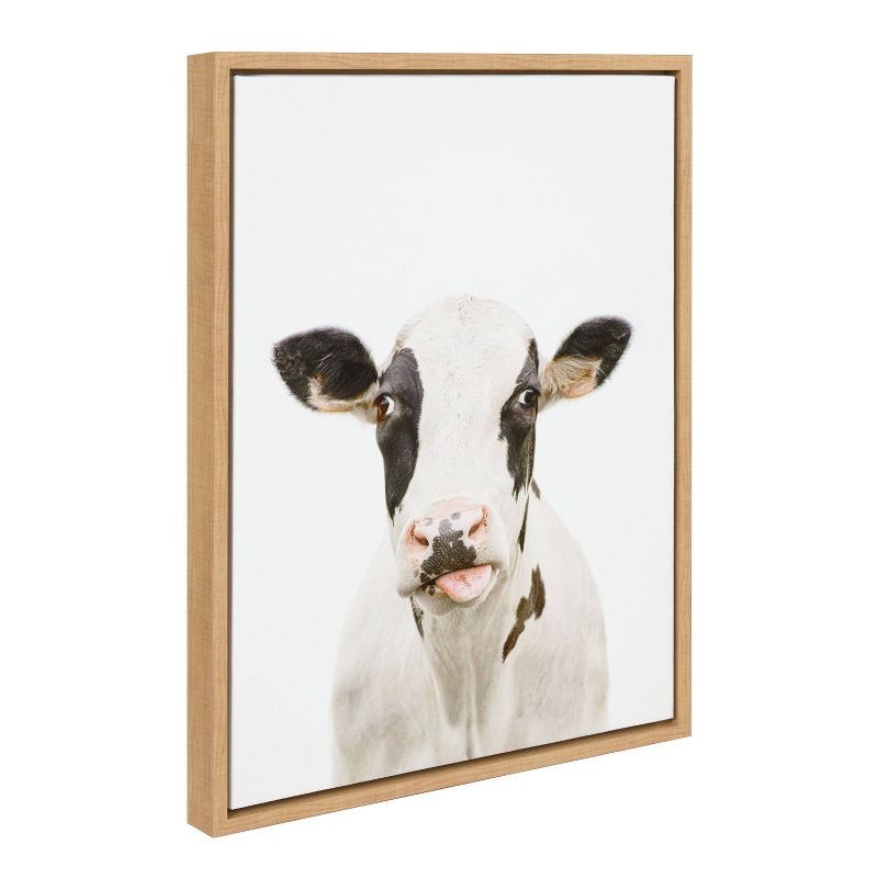 Natural Framed Holstein Cow Canvas Print, 18" x 24"