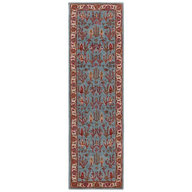 Hand-Tufted Blue and Ivory Wool Runner Rug