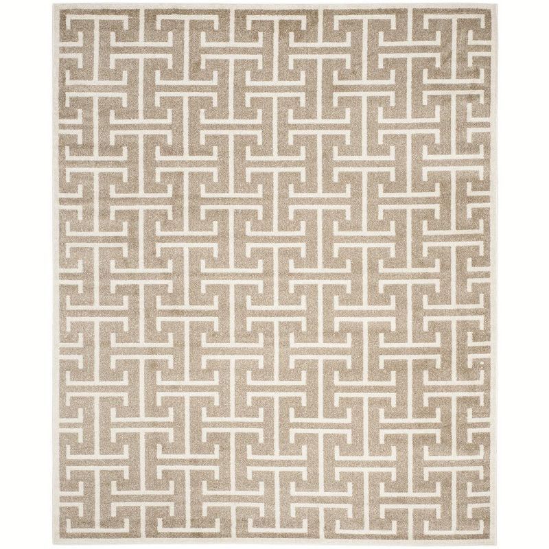 Wheat and Beige Geometric Cotton Synthetic 8'x10' Area Rug