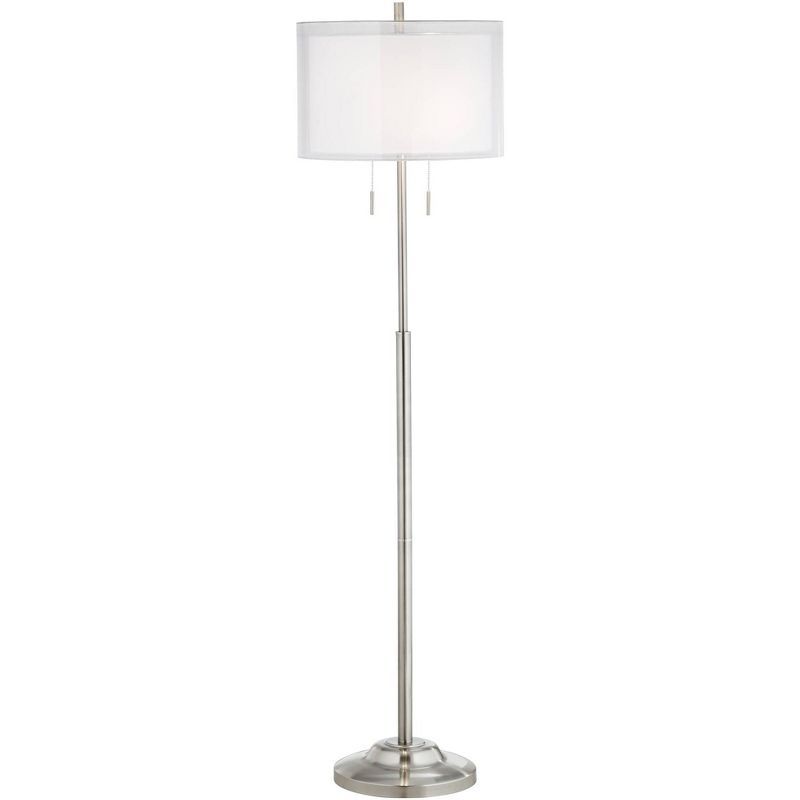 Roxie 65.5" Silver Brushed Nickel Floor Lamp with Linen Shade