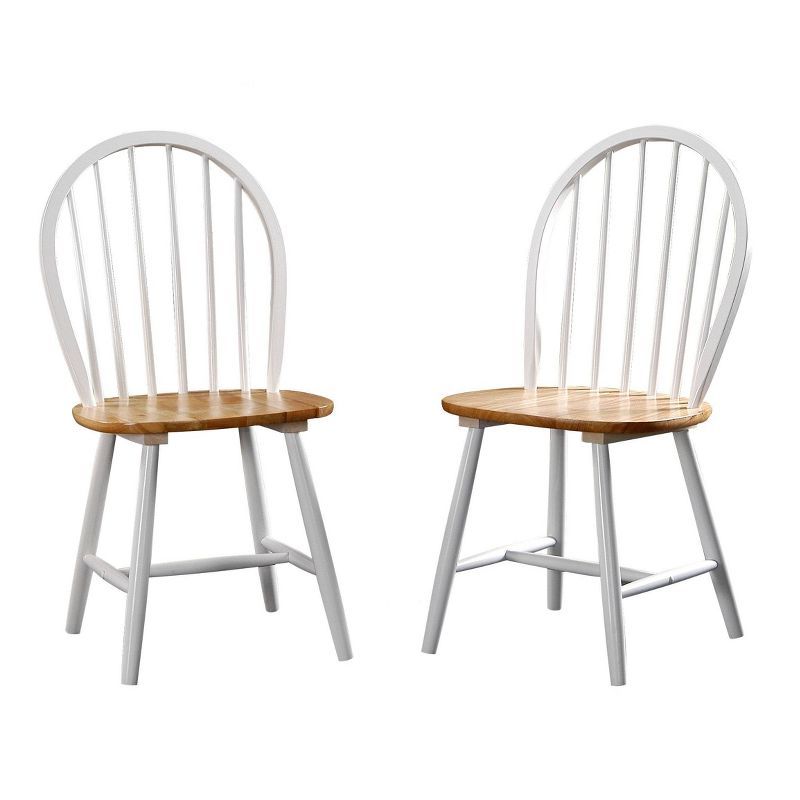 Windsor-Inspired White & Natural High Slat Side Chair Set