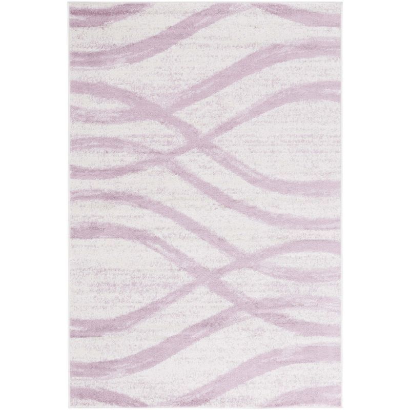 6' x 9' Gray and Purple Abstract Synthetic Area Rug