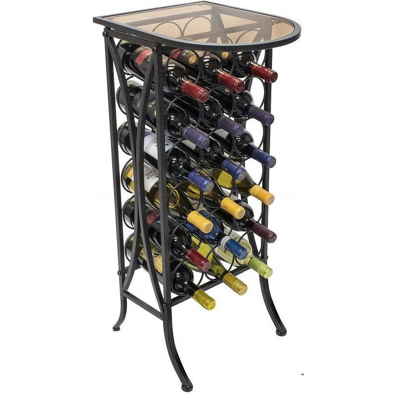 Elegant Bordeaux Chateau 18-Bottle Wine Rack with Glass Top