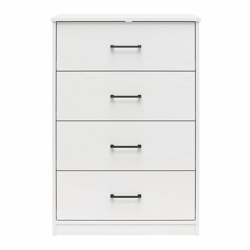 White Laminate 4-Drawer Vertical Dresser with Metal Handles