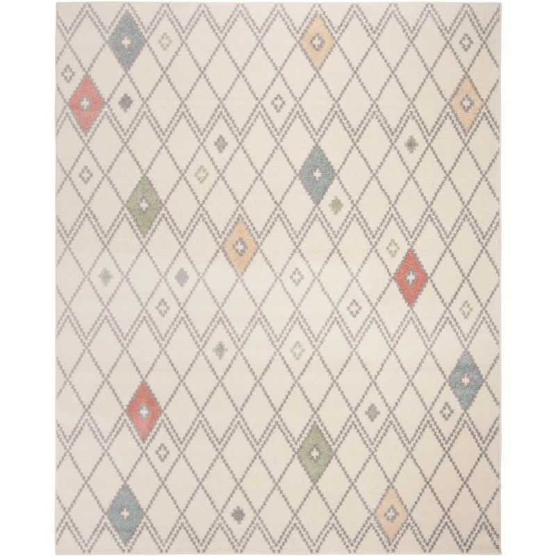 Ivory Multi 8' x 10' Synthetic Reversible Area Rug