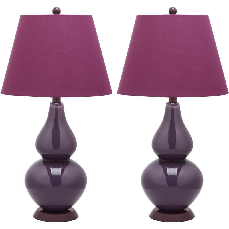 Cybil 26" Dark Purple Double Gourd Glass Table Lamp Set