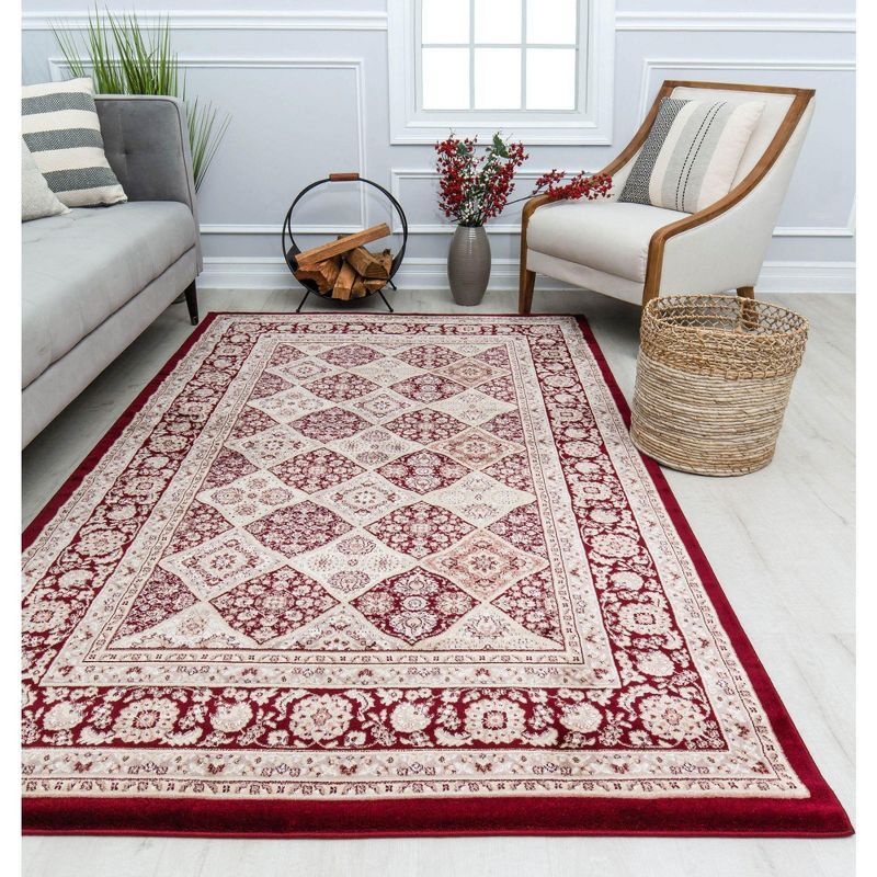 Scarlet Red Vintage Patchwork Round Rug, 30" Synthetic