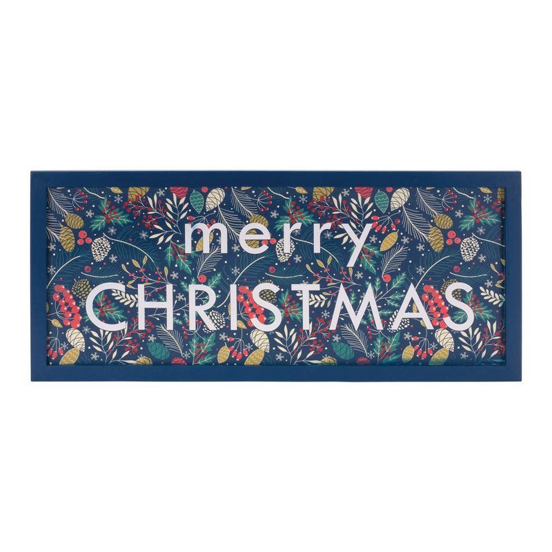 Navy Blue and Red Merry Christmas Wood Sign 30"L