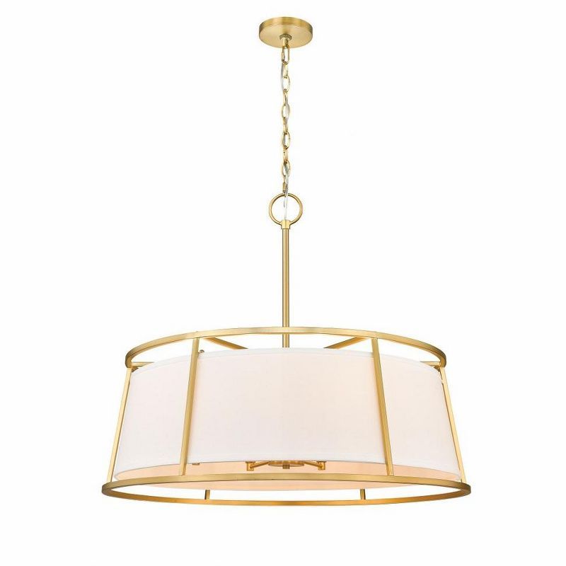 Lenyx Elegant Brushed Nickel and Brass Drum Pendant Light