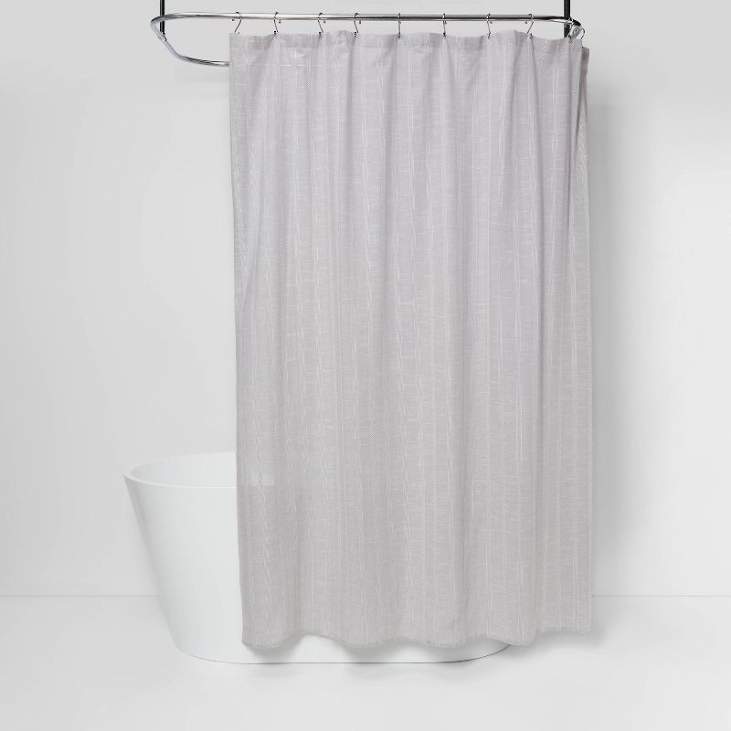 Gray Cotton Tonal Striped Shower Curtain