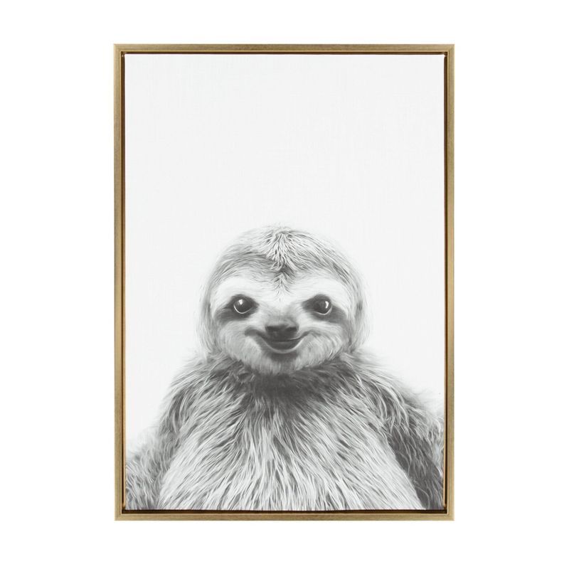 Gold Framed Sloth Canvas Wall Art, 23x33