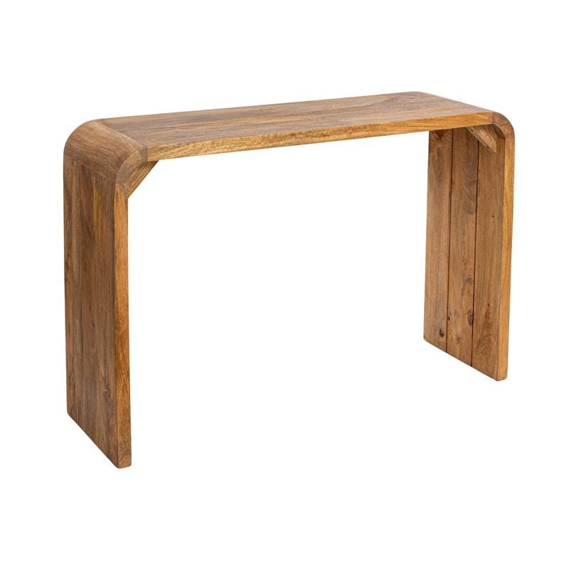 Natural Mango Wood Waterfall Edge Console Table with Storage