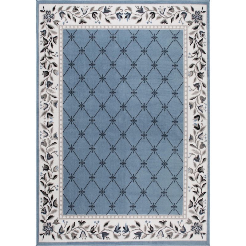 Aydin Blue and Ivory Synthetic Traditional Area Rug