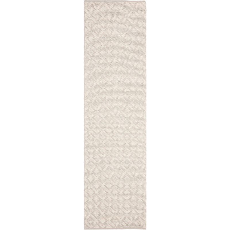 Ivory Handwoven Wool and Cotton Runner Rug