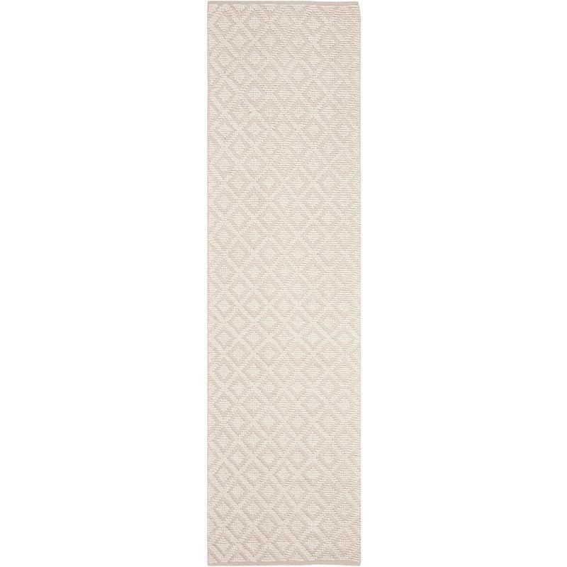 Ivory Hand-Woven Wool and Cotton Runner Rug