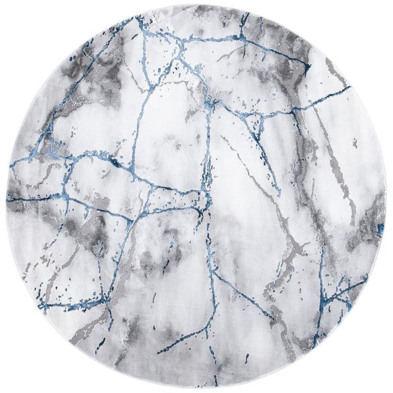 Safavieh 8' Round Gray and Blue Abstract Area Rug