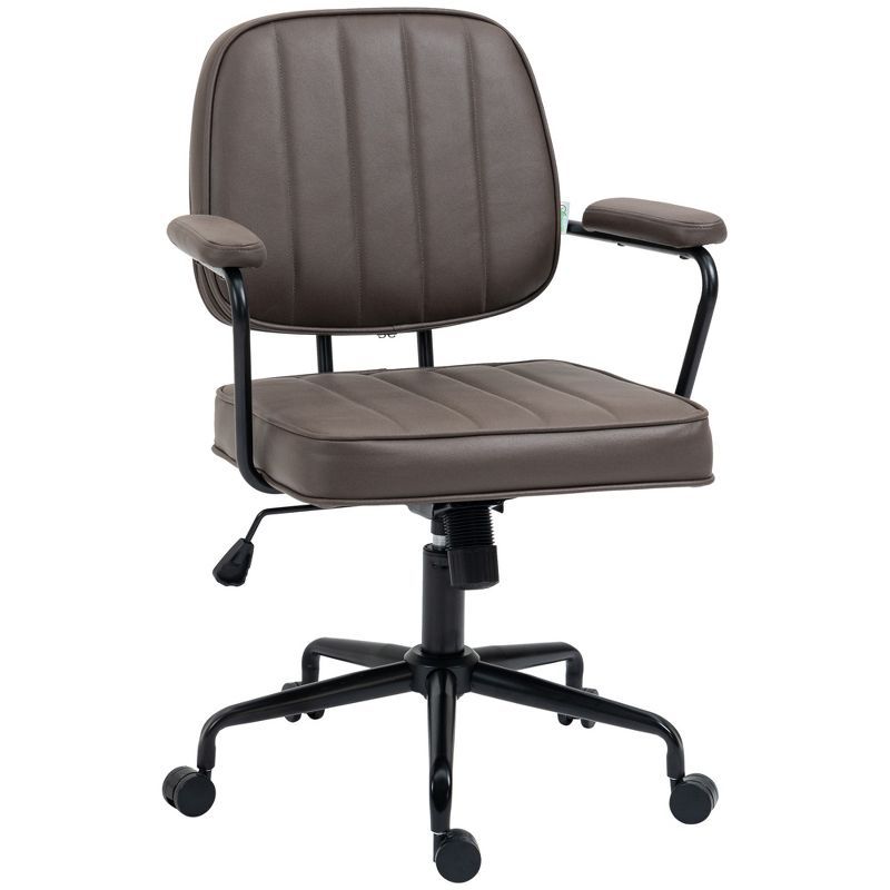 Light Brown Microfiber Task Chair with Fixed Arms