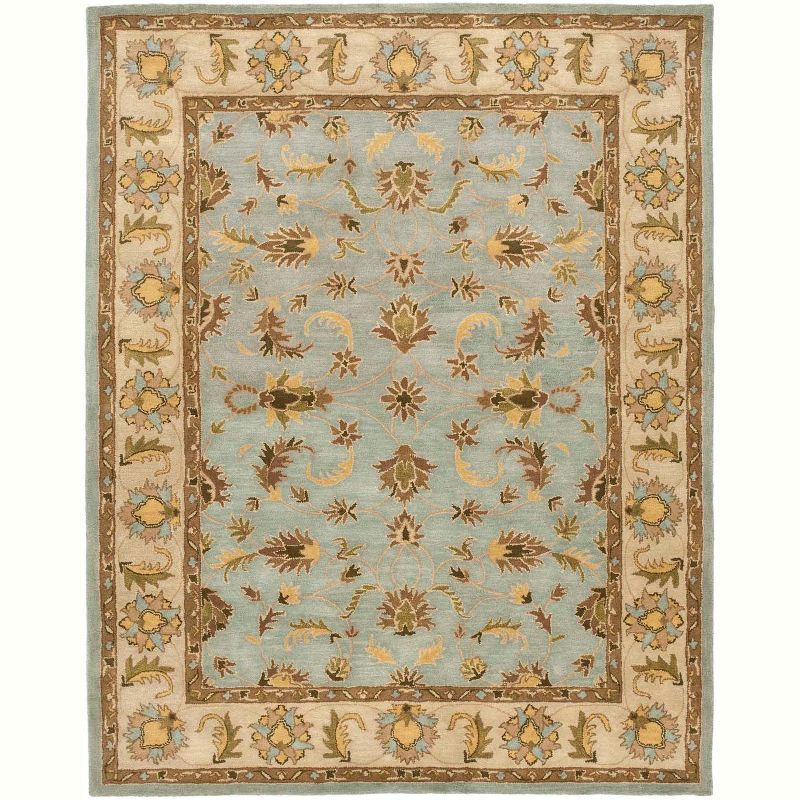 Elegant Heritage Light Blue & Beige Hand-Tufted Wool Area Rug 9' x 12'