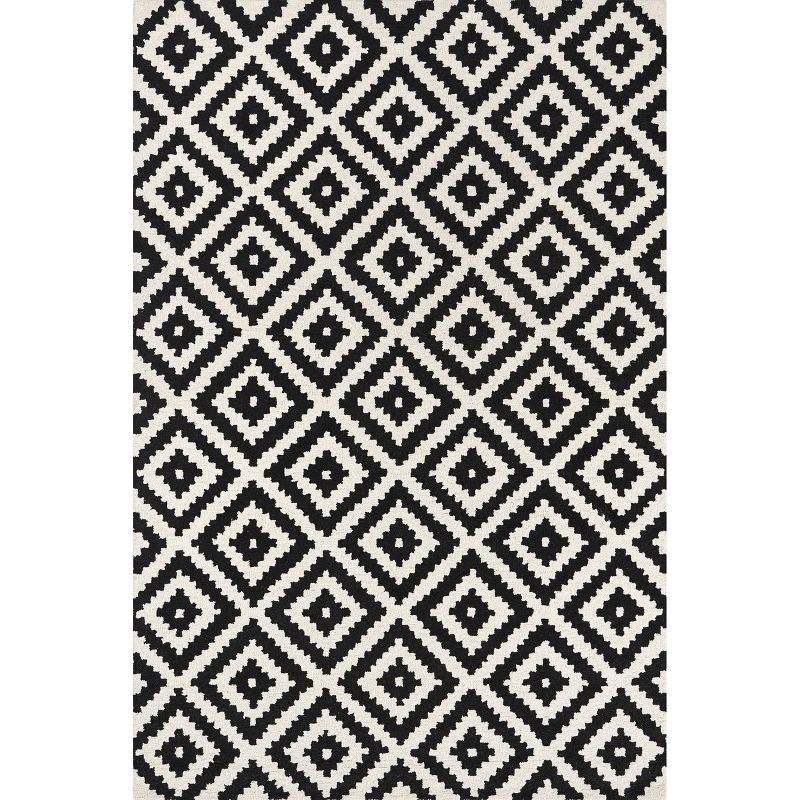 Kellee Black and White Wool Geometric 3' x 5' Rug