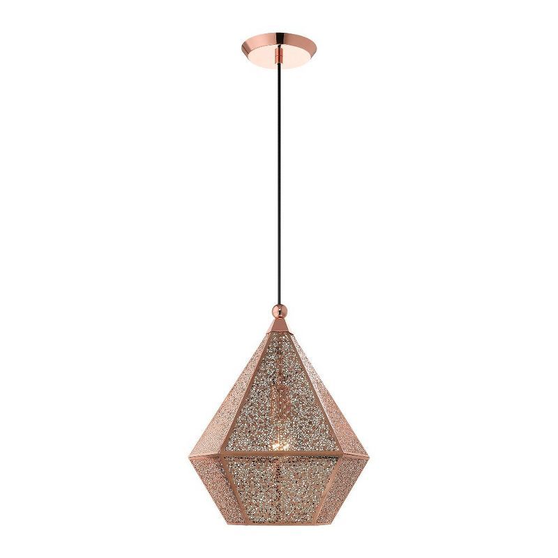 Rose Gold Filigree Metal Globe Pendant Light