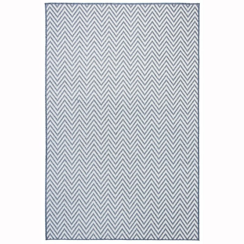 Blue Geometric Flat Woven Rectangular Washable Rug