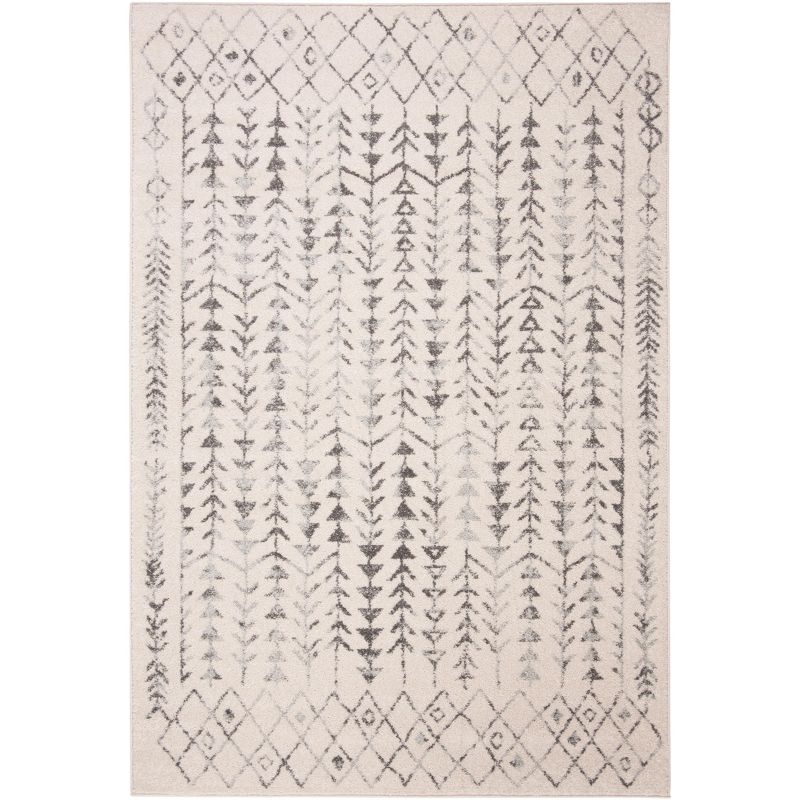 Ivory & Grey Hand-Knotted Synthetic 4'x6' Easy-Care Area Rug