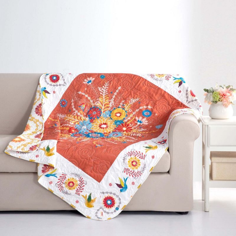 Topanga Reversible Multicolor Floral Cotton Throw Blanket 50" x 60"