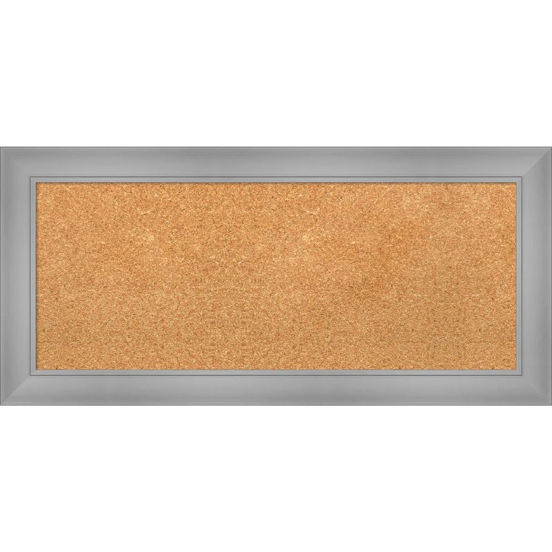 Natural Cork Bulletin Board with Polished Nickel Frame, 34x16