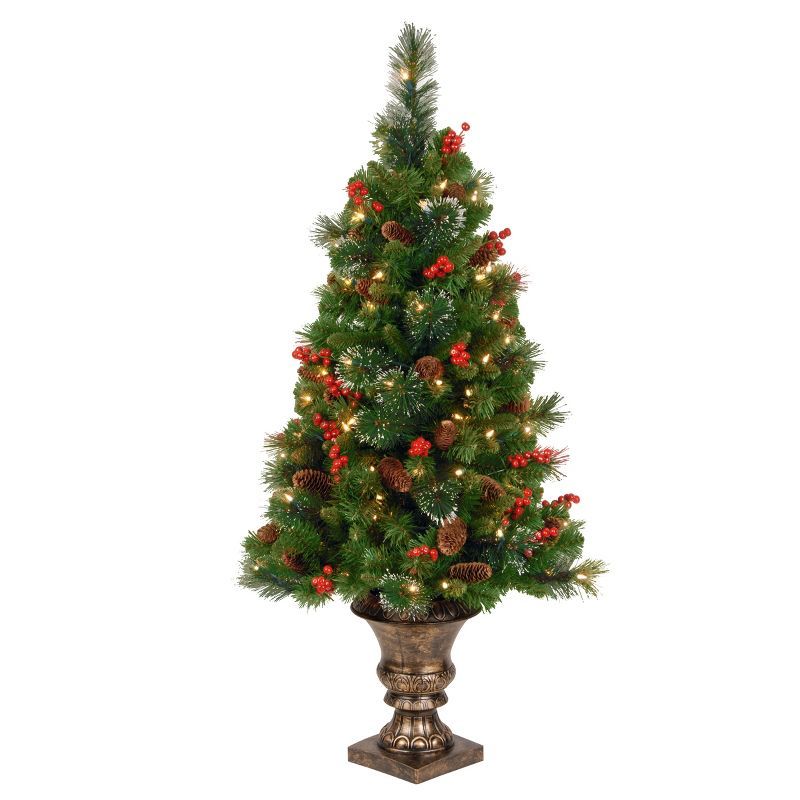 Prelit Green Crestwood Spruce Christmas Tree with Clear Lights