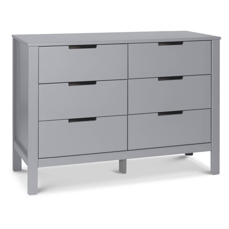 Gray Pine Wood Double Nursery Dresser with Soft Close Drawers