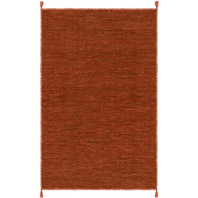 Coastal Charm Orange/Black Cotton Flat Woven Area Rug 9' x 12'