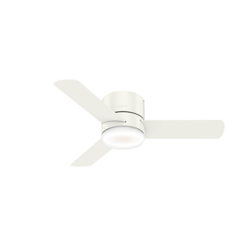 44" White Low Profile Ceiling Fan with LED Light and Remote