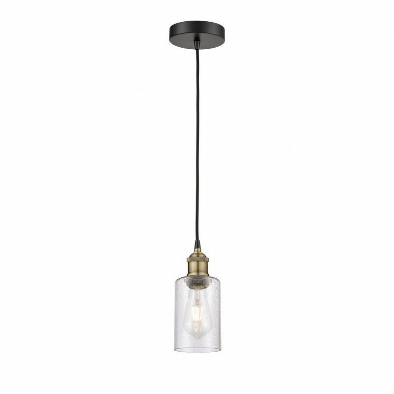 Black and Gold Glass Mini Drum Pendant Light