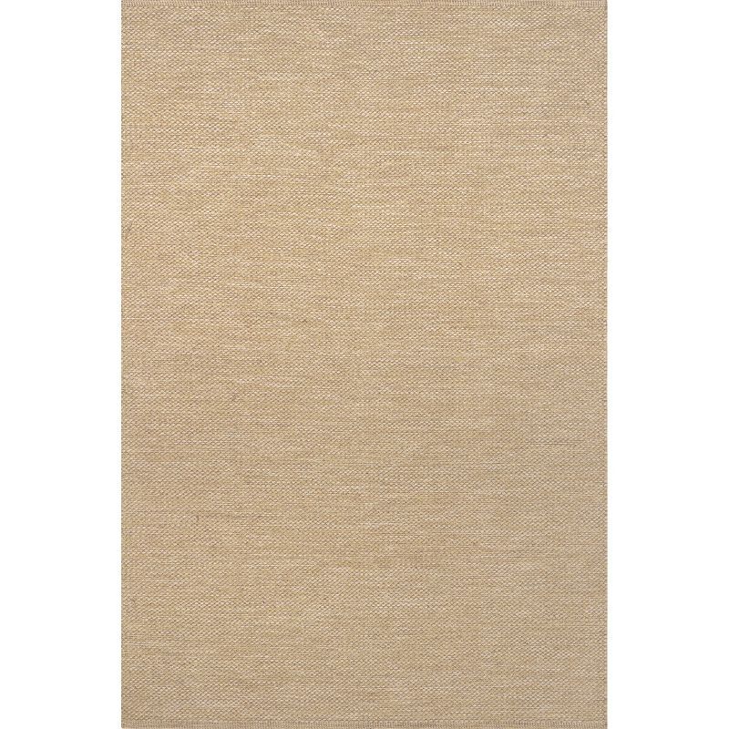 Beige Flat Woven Handmade Cotton Area Rug, 4' x 6'