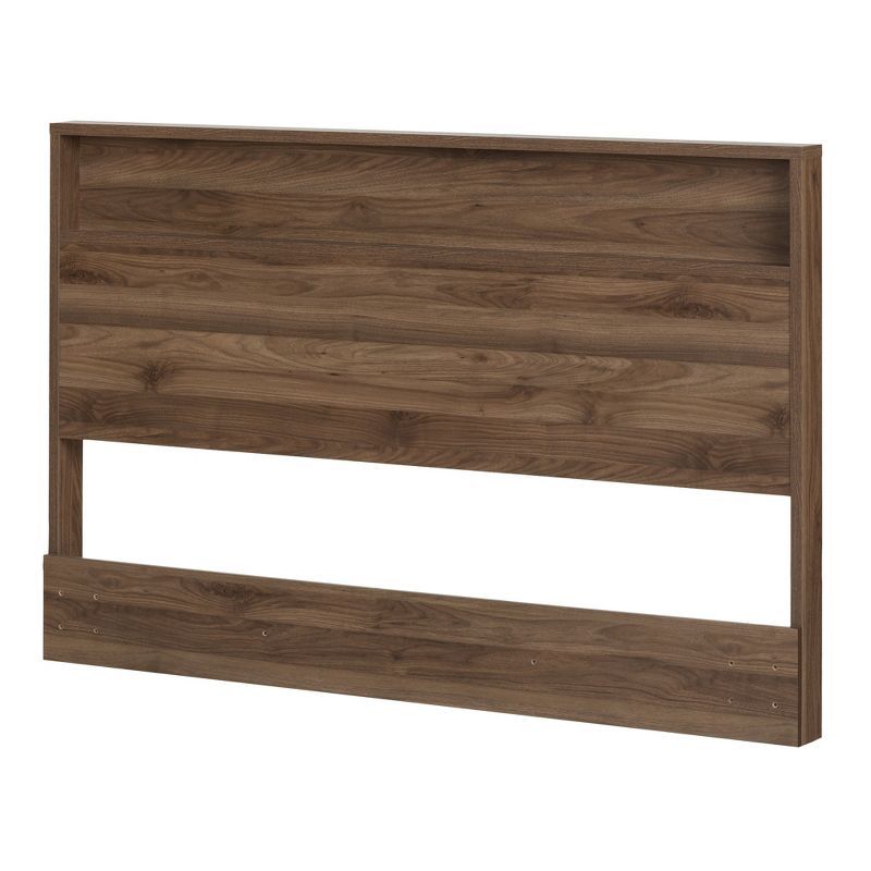 Full Walnut Wood Headboard with Storage Shelf