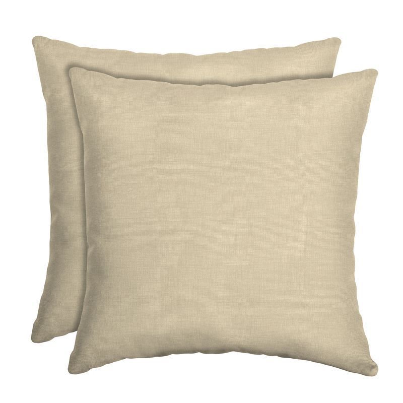 Tan 16" Square Outdoor Toss Pillow Set with Polyfiber Fill