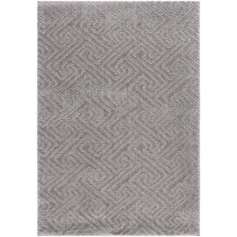 Gray Geometric Shag Synthetic Area Rug, 4' x 6'