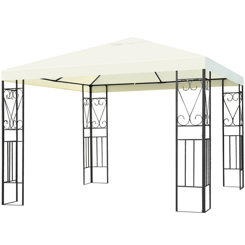 Beige 10'x10' Steel Frame Patio Gazebo Canopy Tent