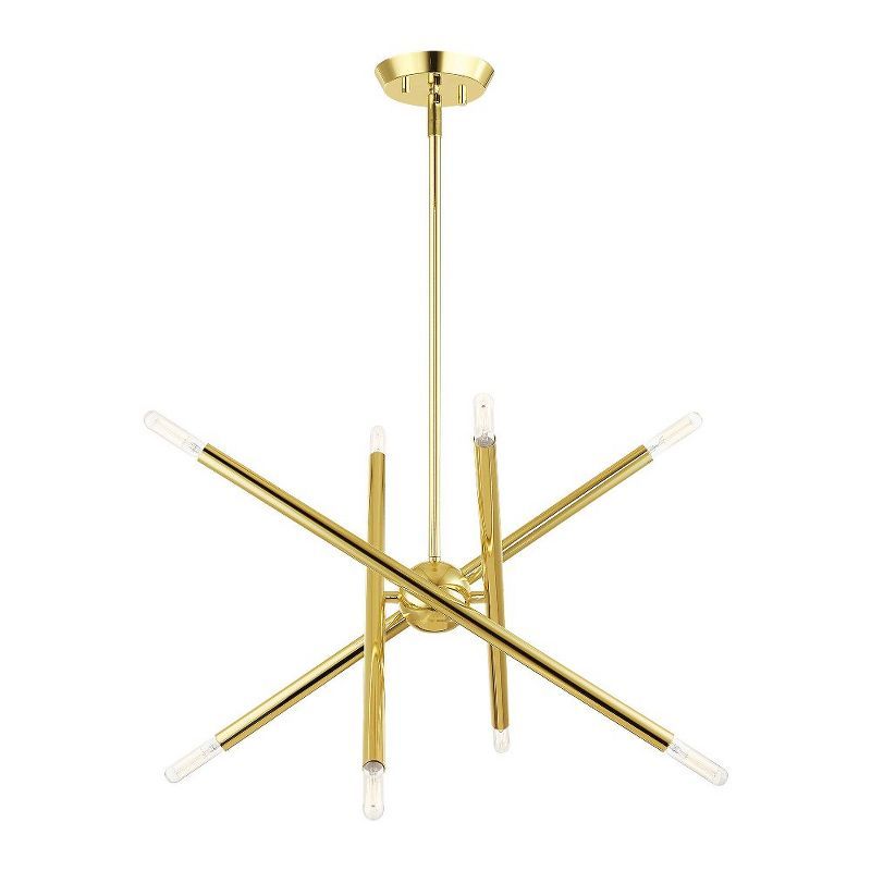 Polished Brass and Crystal 8-Light Chandelier