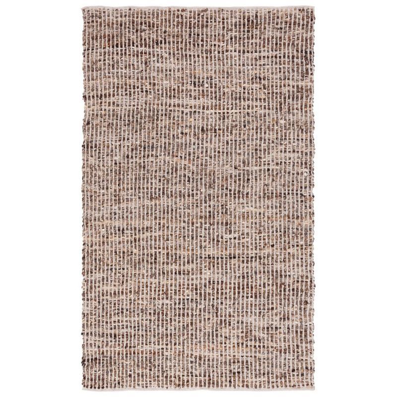 Ivory and Taupe Flat Woven Wool Area Rug, 4' x 6'