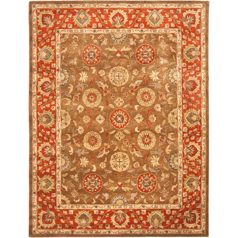 Ivory and Rust Hand-Tufted Wool Area Rug 7'6" x 9'6"