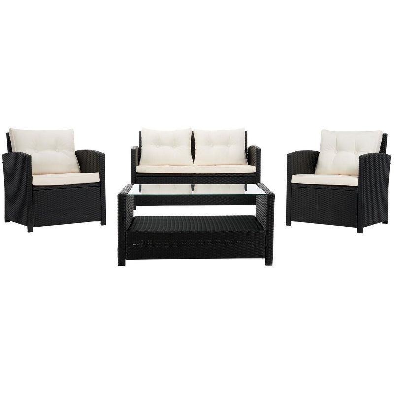 Coastal Charm Black and Beige 4-Piece Outdoor Patio Set