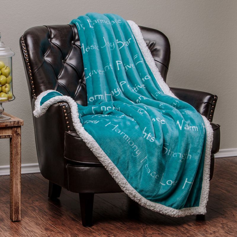 Chanasya Sympathy Warm Hugs Support Gift Throw Blanket with Plush Faux Shearling Side - (Twin) Teal