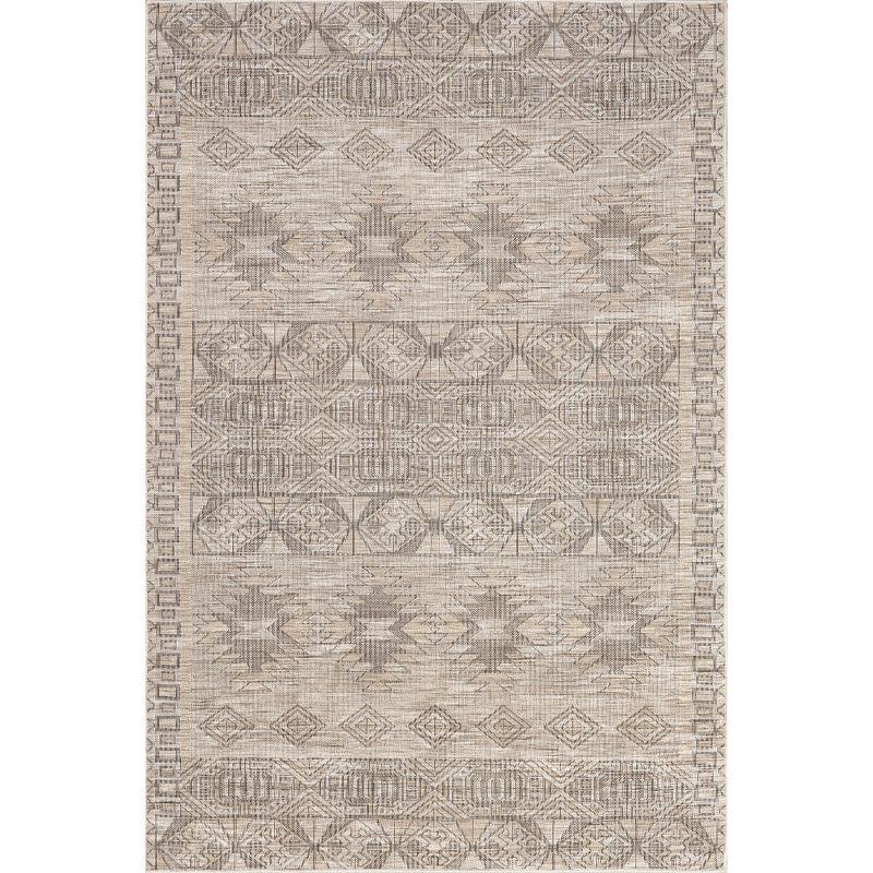 Riya Beige Geometric Washable Cotton Area Rug