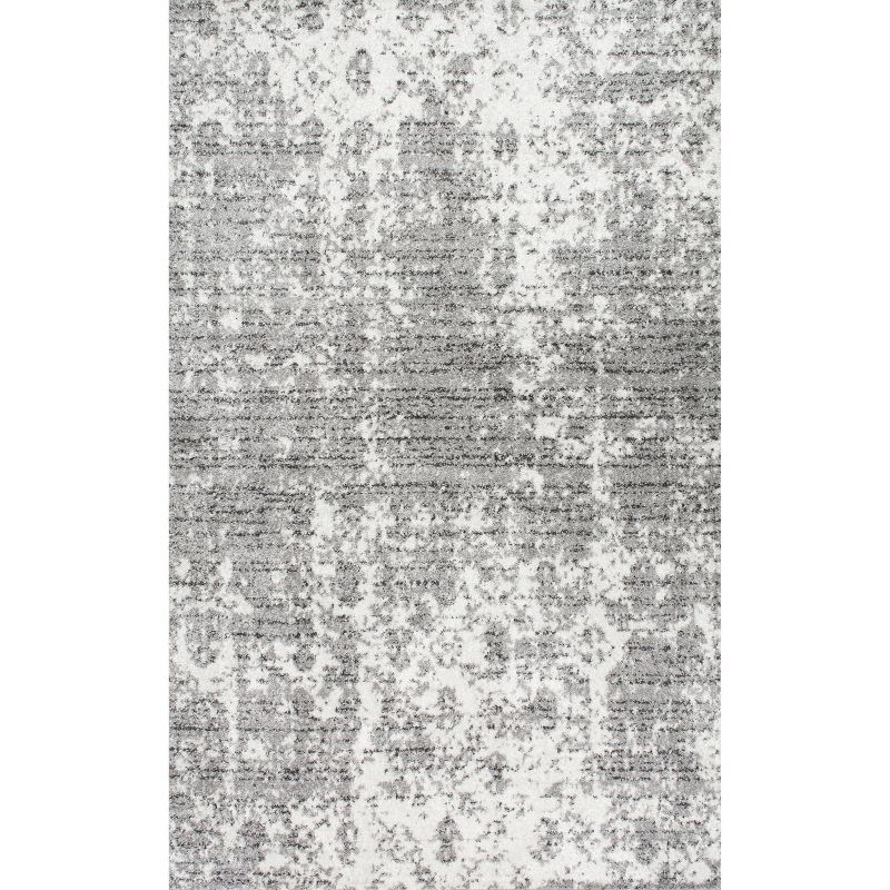 Reversible Gray Abstract Synthetic 6'7" x 9' Area Rug