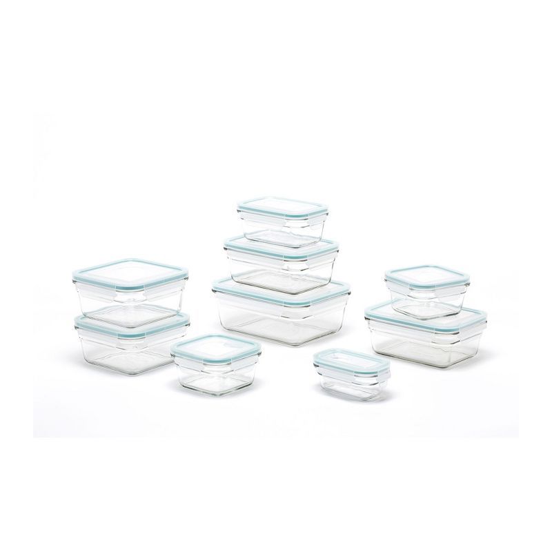 Clear Glass Food Storage Container Set with Lids, 18 Pieces